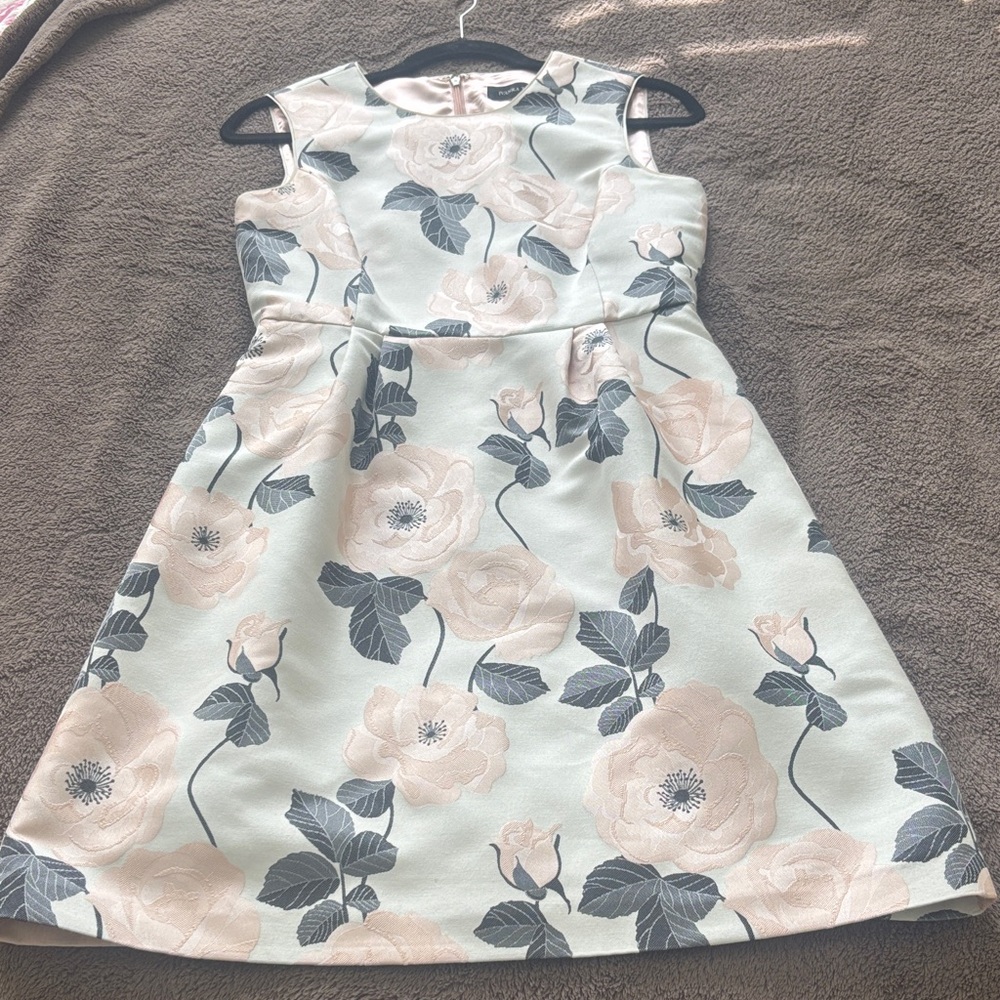 Ivanka Trump Floral Kids Dress in Cream and Gray